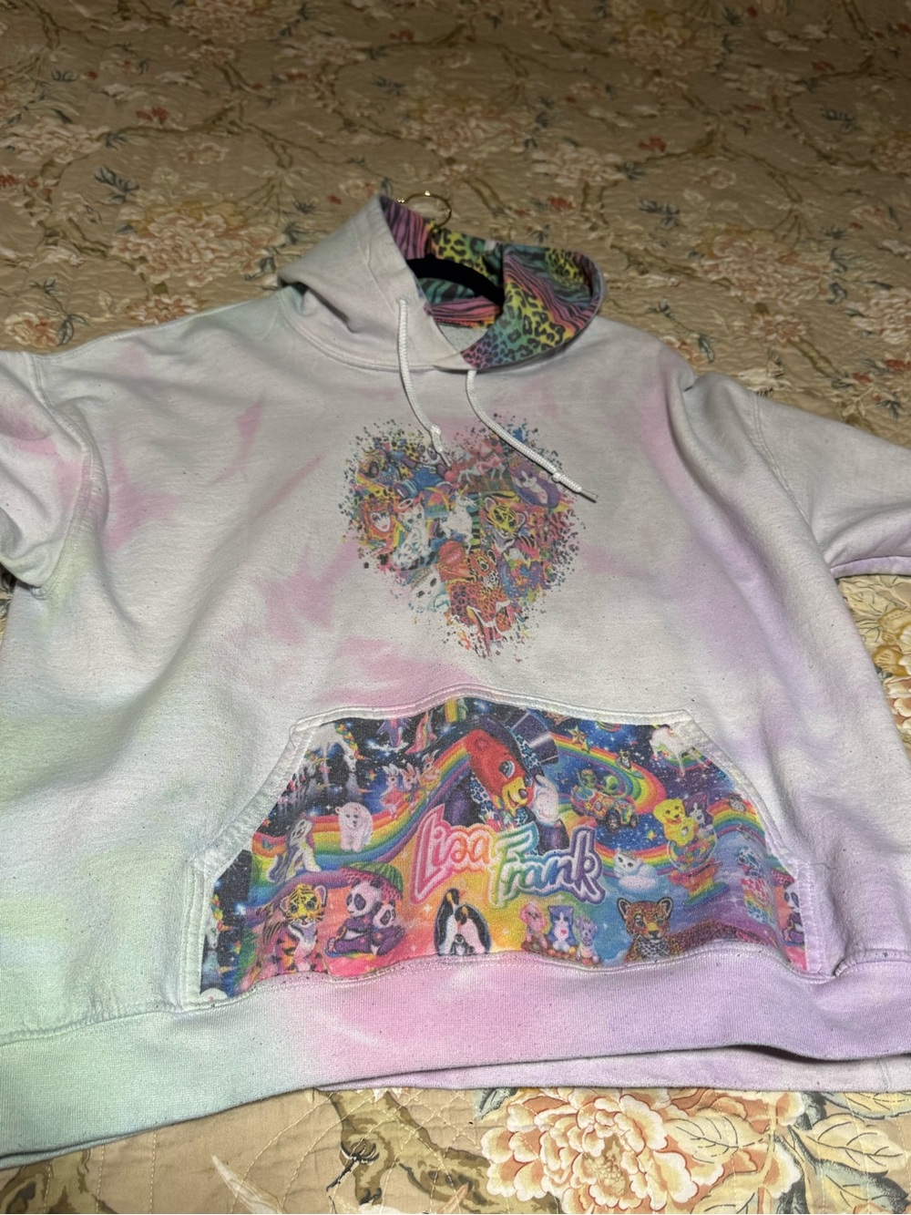Gildan Pastel Tie-Dye Hoodie with Colorful Heart & Pocket Graphics